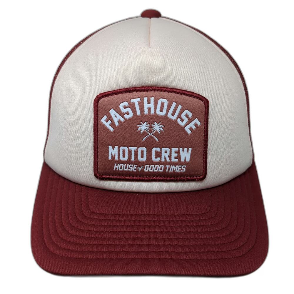 Fasthouse Trucker Hat Red One Size Mesh Back Moto Crew House of Good Times Patch